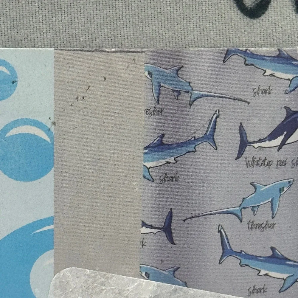 Comfort Bay Kids Shark Microfiber Shower Curtain Grey Blue 70x72 NEW